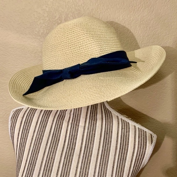 NEW Furtalk Straw Hat Navy Blue Bow Adjustable Size Detachable Chin Strap Paper - Picture 9 of 16